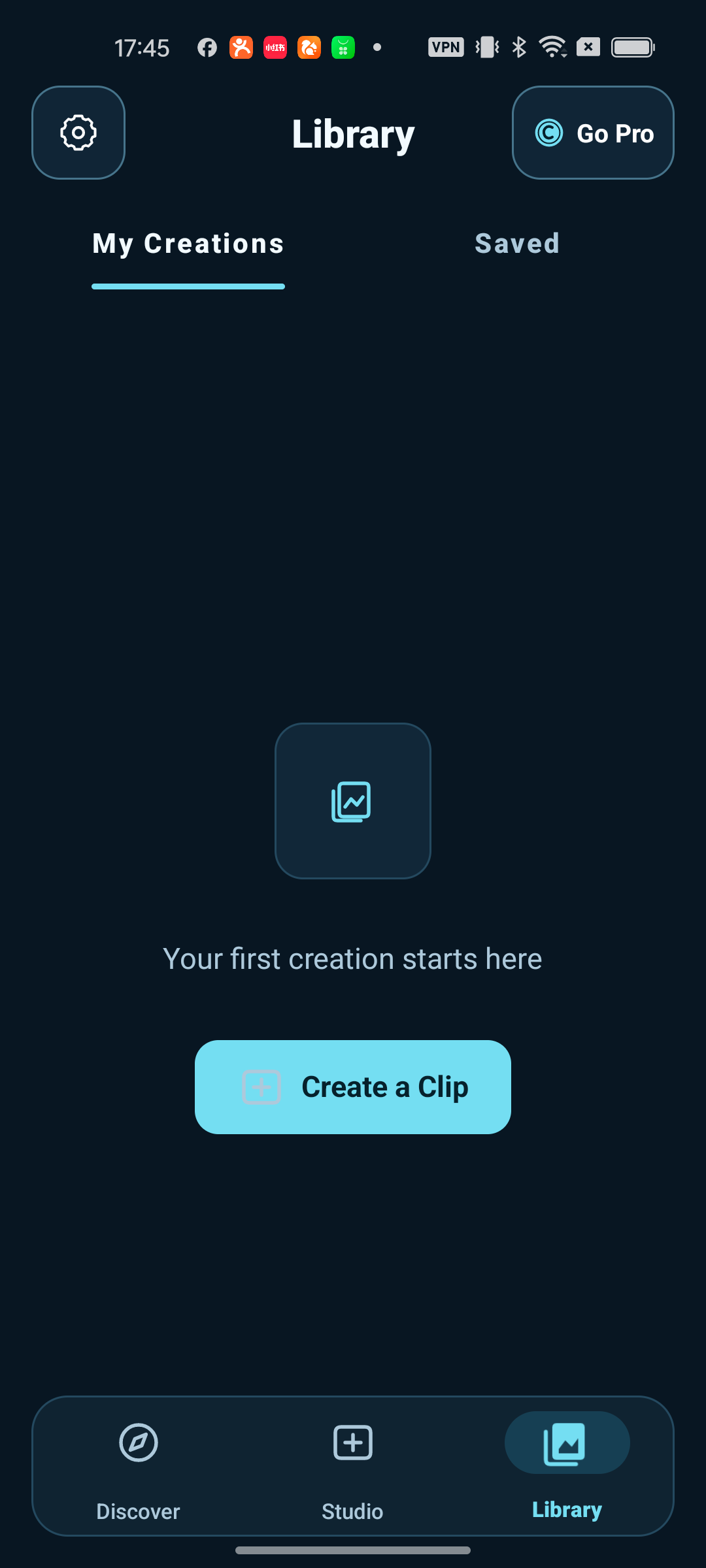 Creations and saved templates in Library